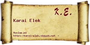 Karai Elek névjegykártya